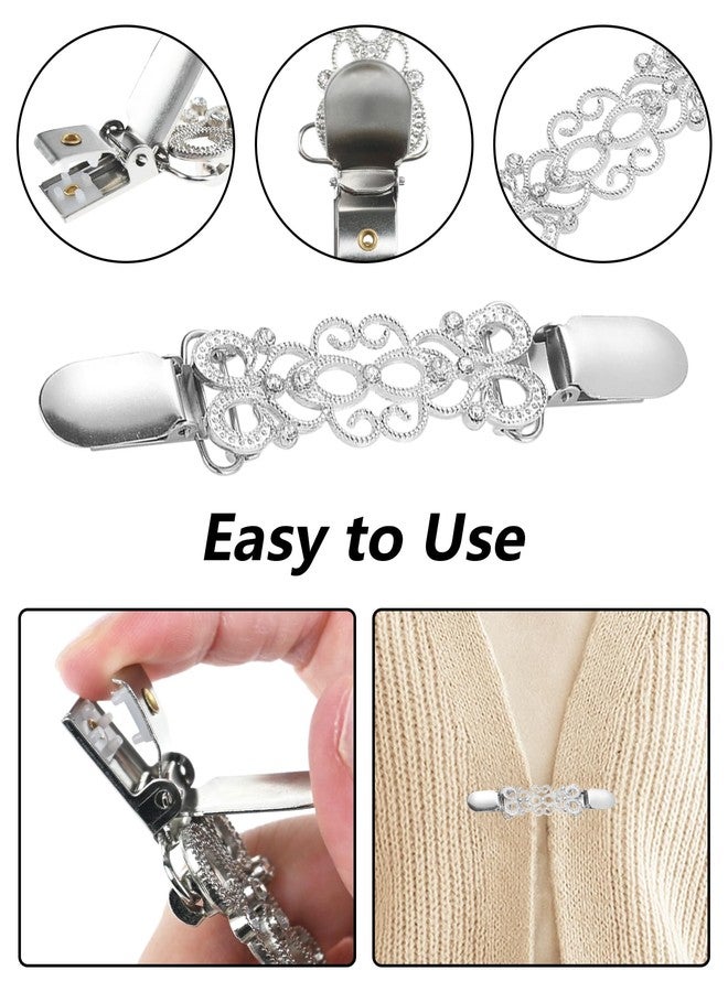 PWMDUX 5 Pcs Sweater Clips Waist Cinch Clips Vintage Dress Clip Back Cinch Retro Brooch Shirt Clip Set for Women Clothing Shawl Cardigan Collar, 5 Styles - Image 3